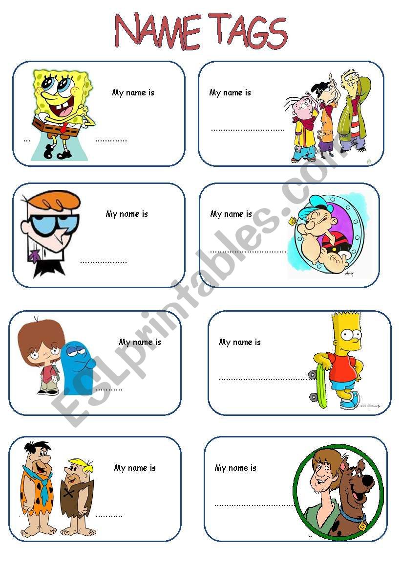 name tags for boys worksheet
