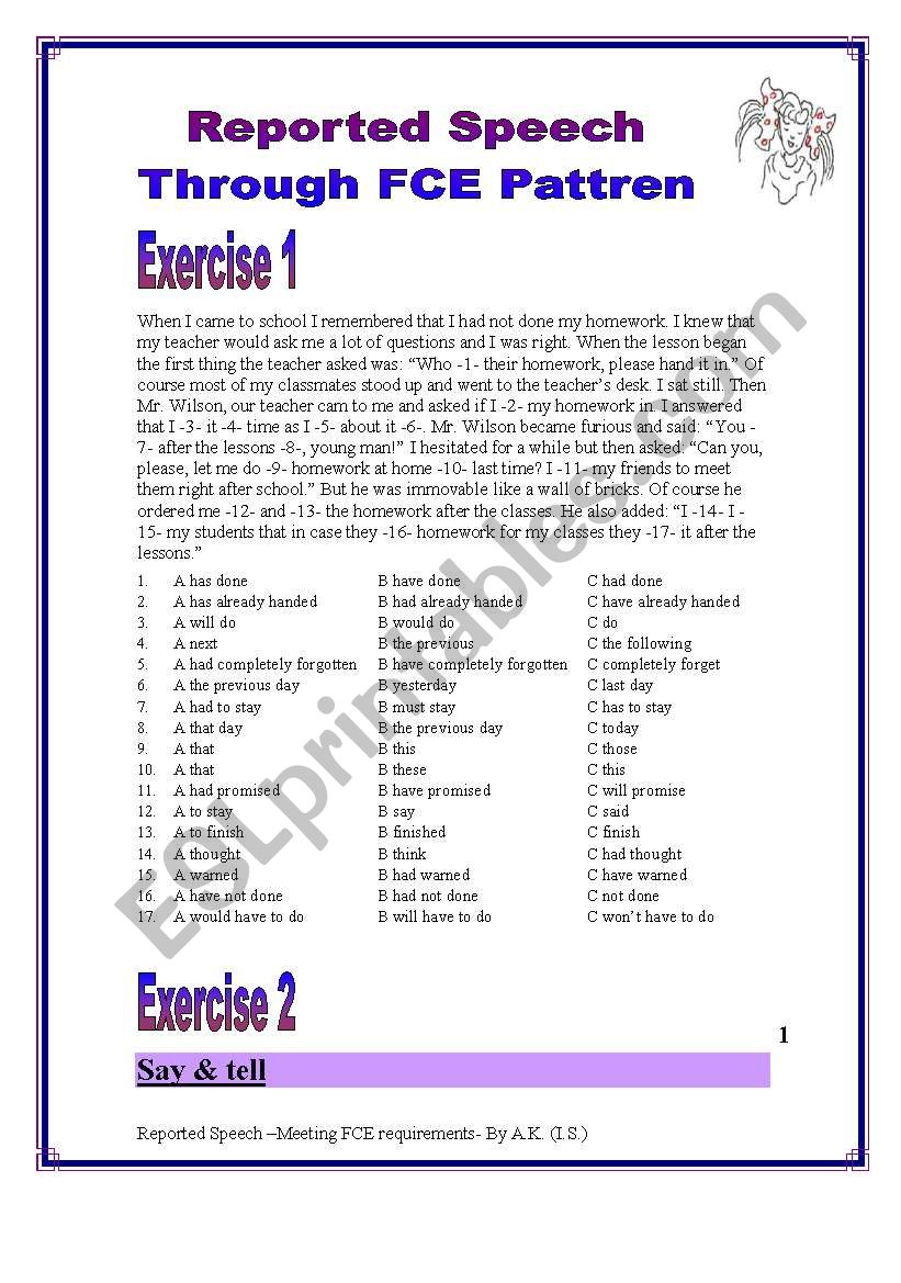 5 pages/5 exercises DETAILED MATERIAL preparation for FCE including the KEY