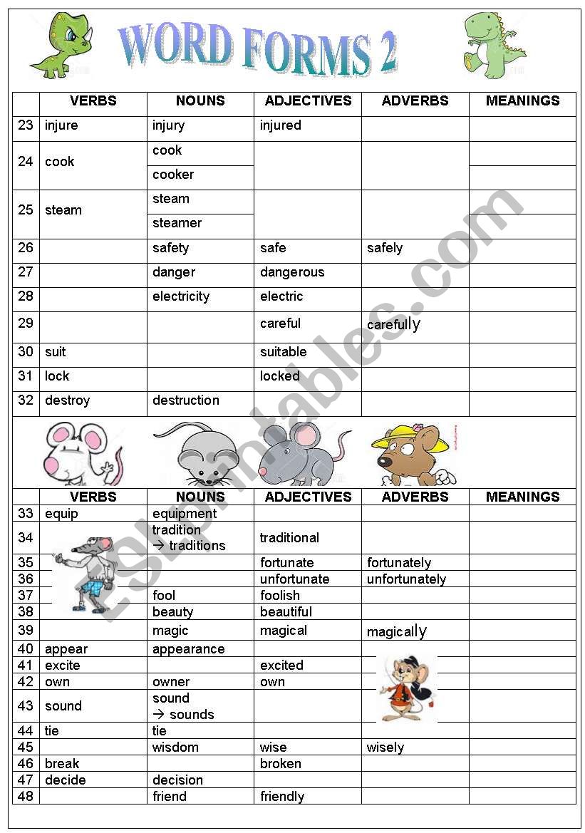 WORD FORMS worksheet