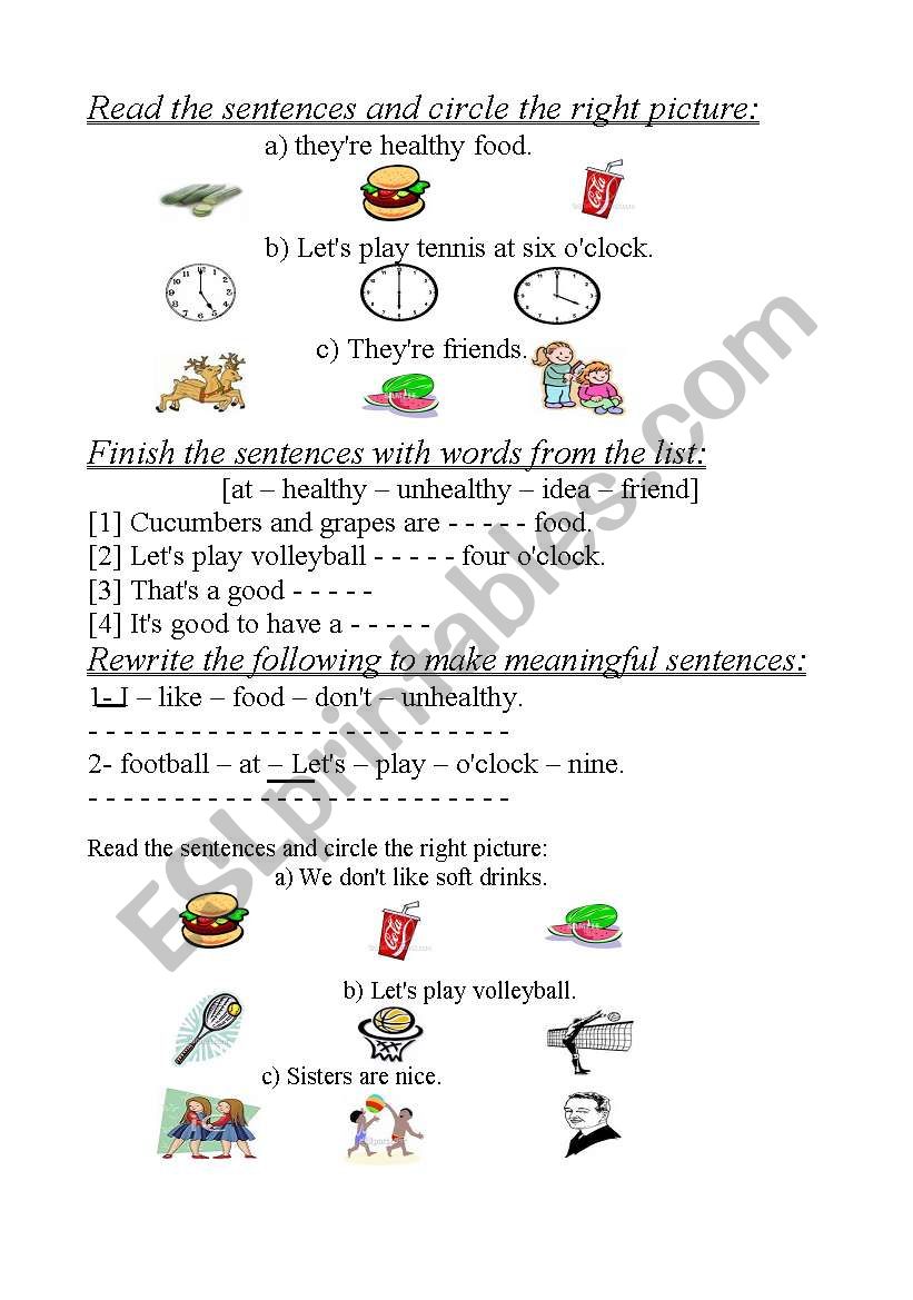 simple exercise  worksheet