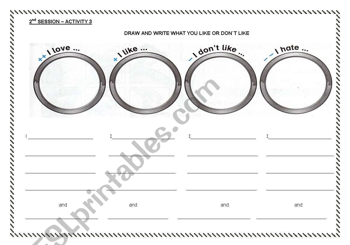 LIKES AND DISLIKES worksheet