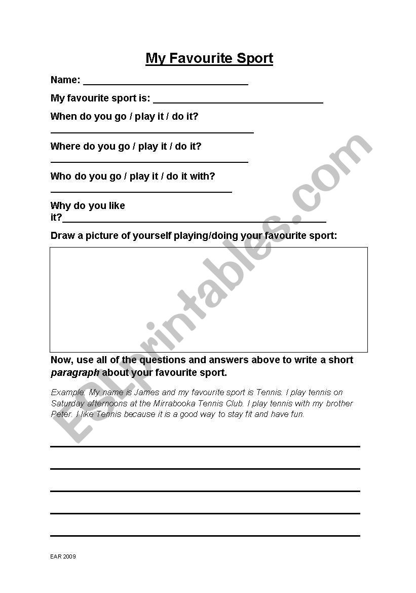 My Favourite Sport worksheet