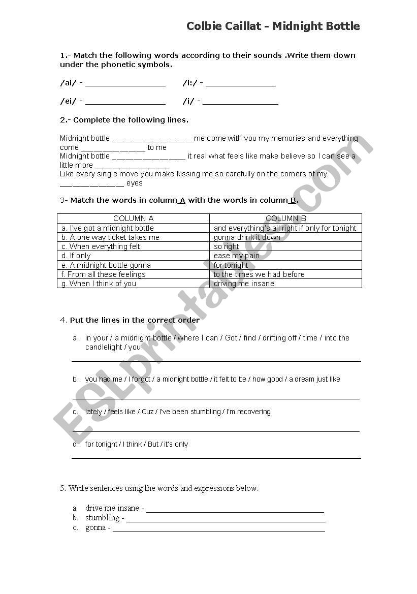 teaching song worksheet