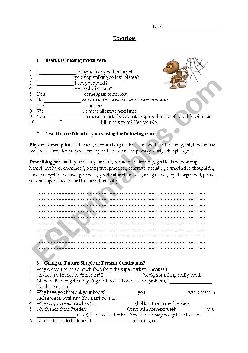 exercises worksheet