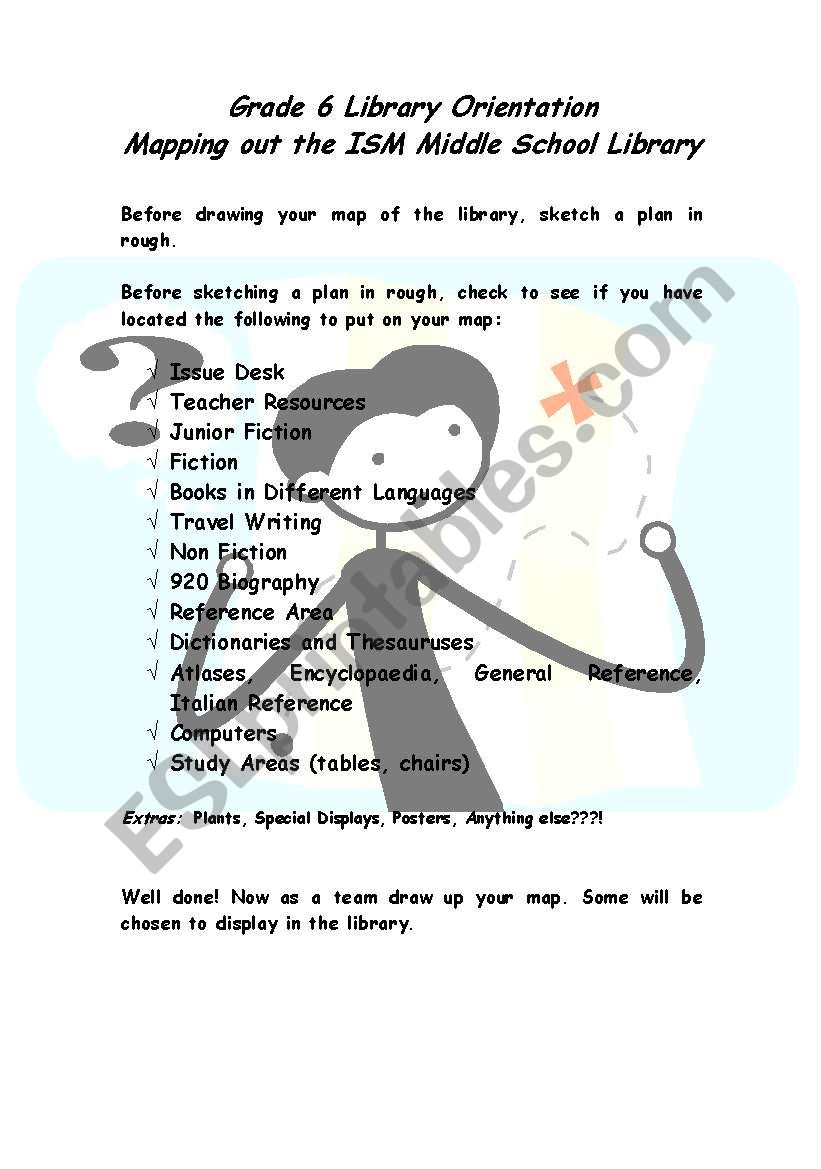 Library orientation worksheet