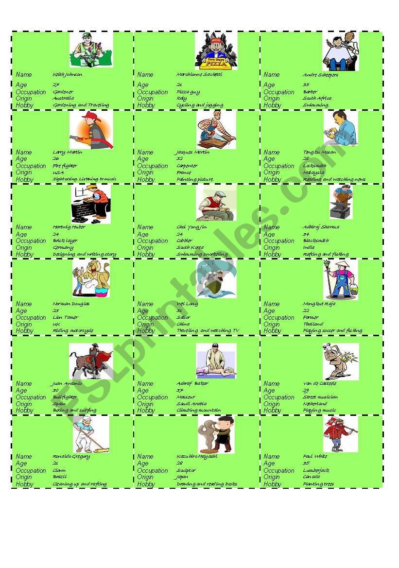 Multi Function Cards part 1  worksheet