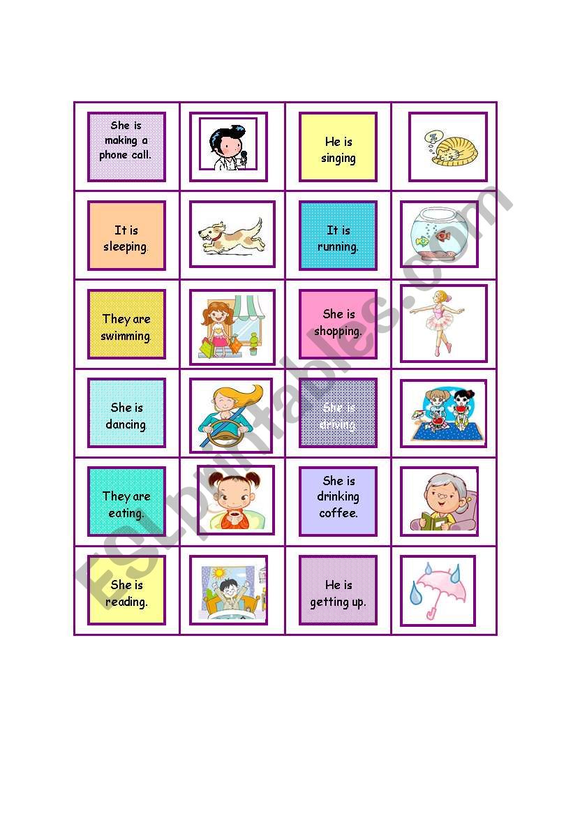 PRESENT CONTINUOUS DOMINOES worksheet