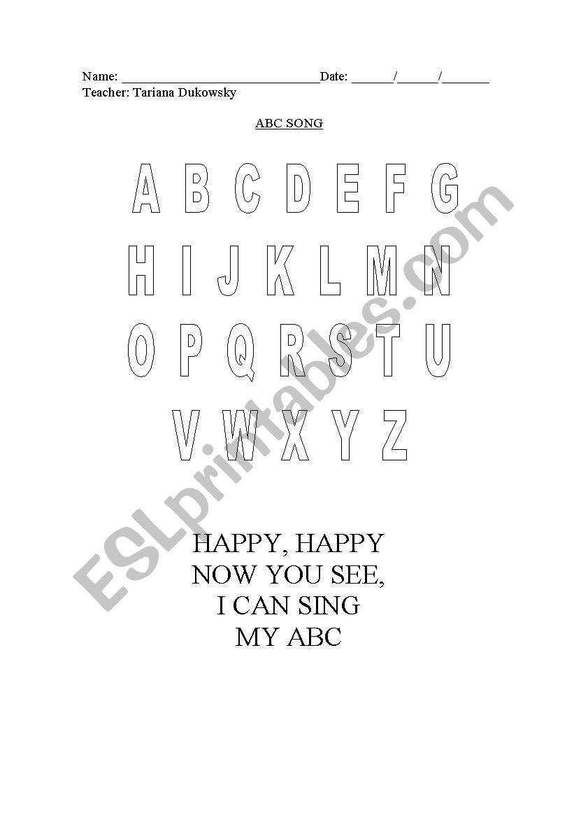 ABC song worksheet