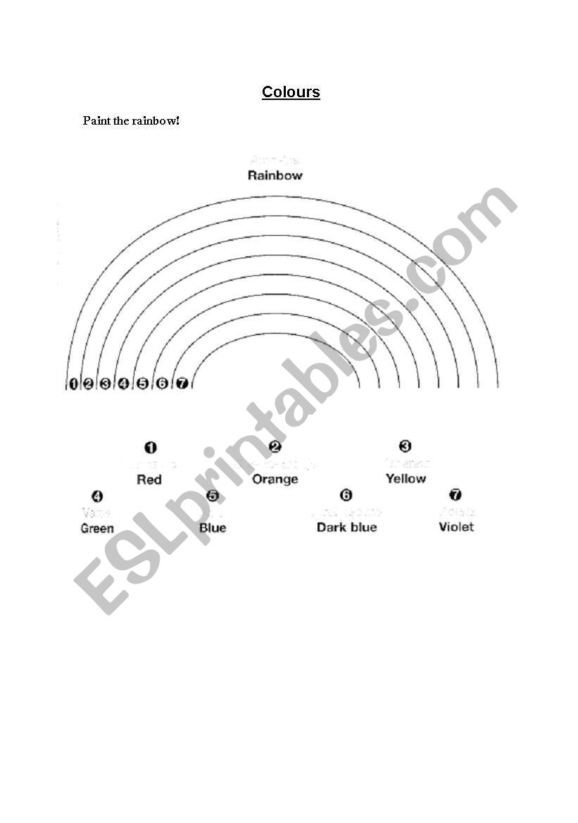 Paint a rainbow worksheet