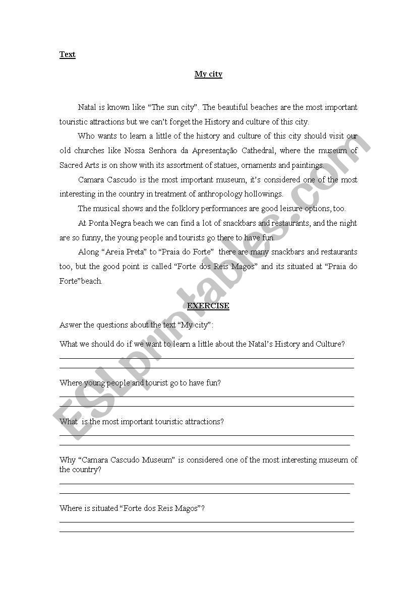 Natal city worksheet