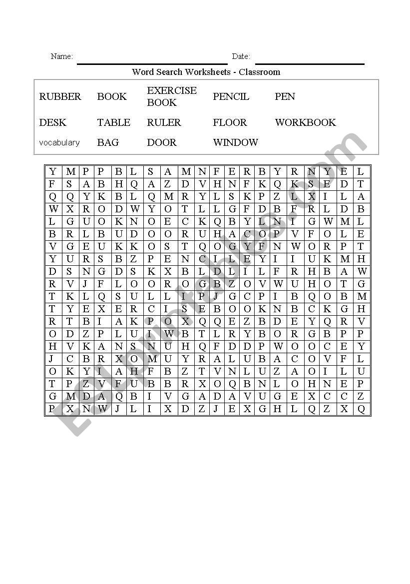 wordsearch worksheet