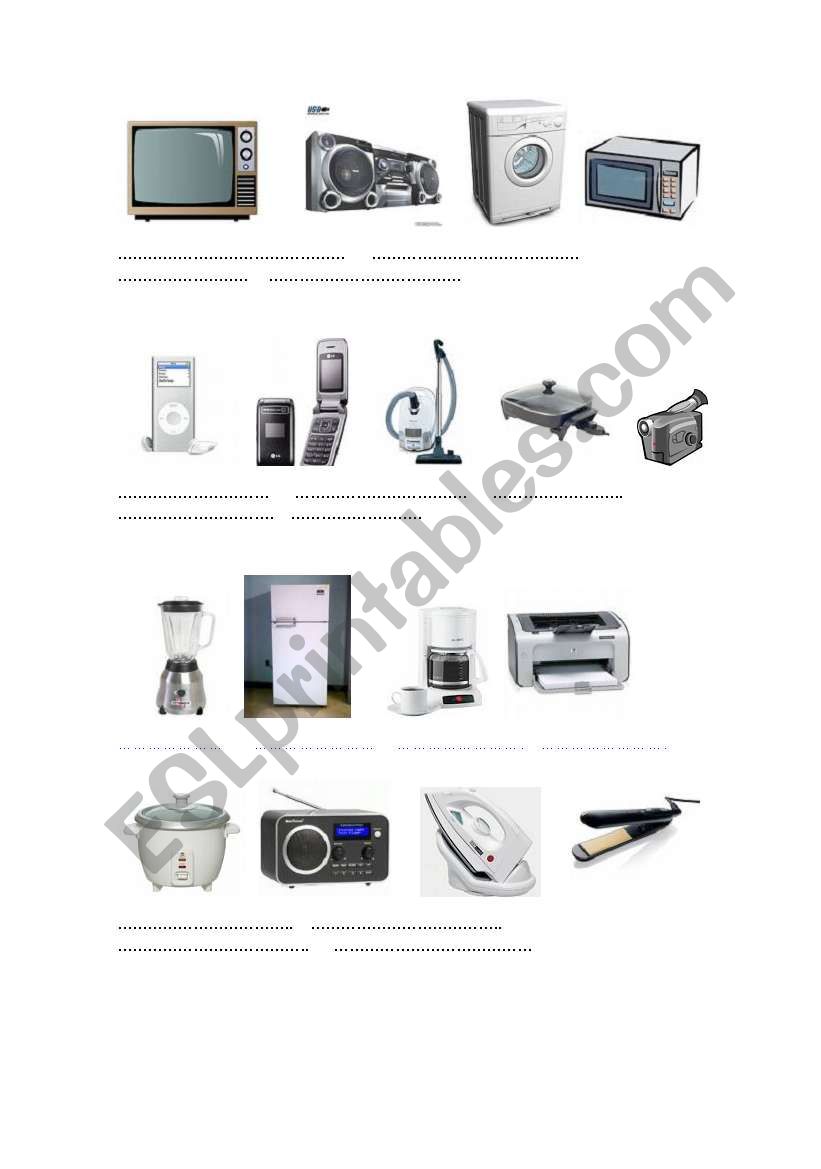 ELECTRICAL APPLIANCES worksheet