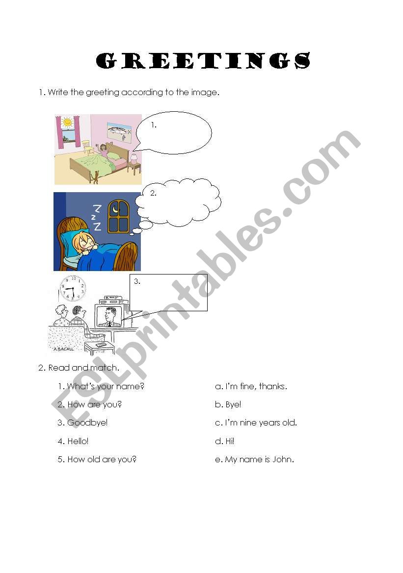 Greetings worksheet