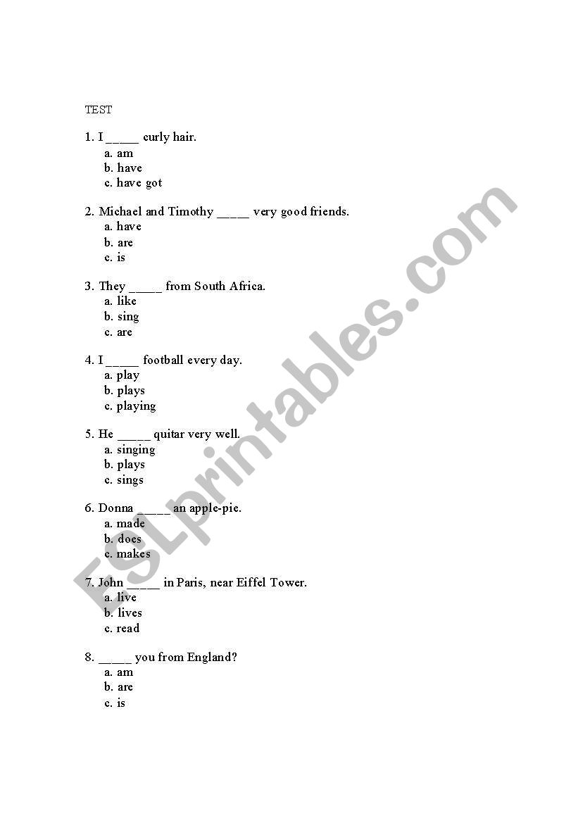 present simple Tense worksheet