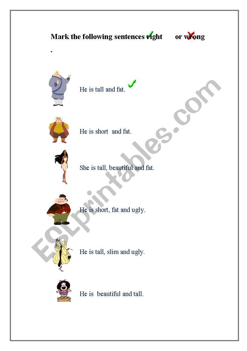 Physical Appearance worksheet