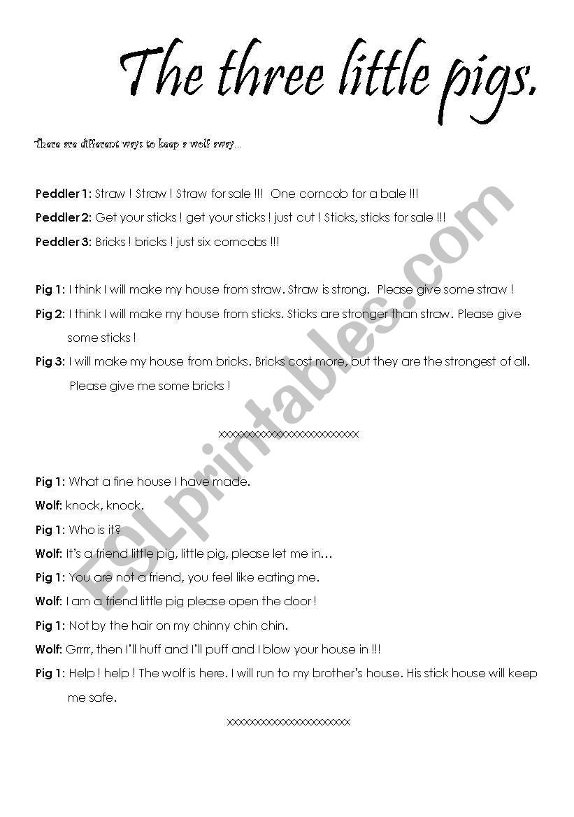 The Three Little Pigs. worksheet