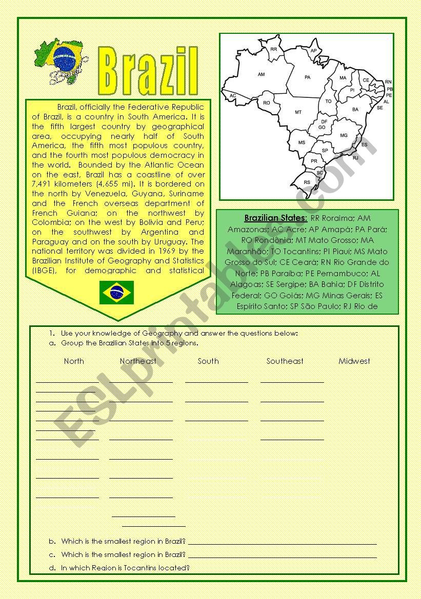 Brazil worksheet