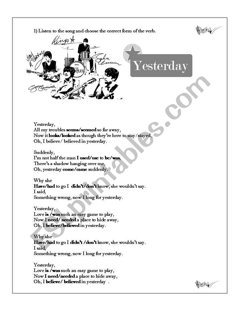 Song. yesterday from The beatles