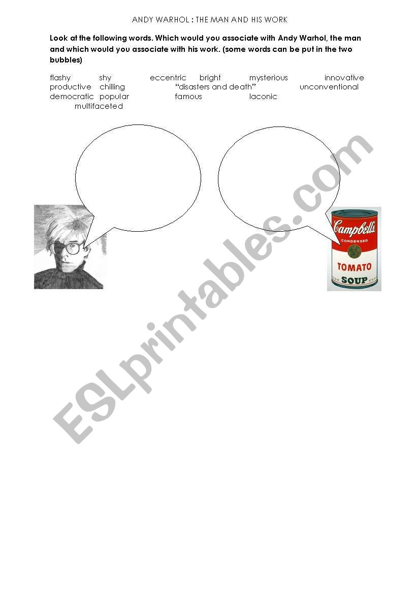 Andy Warhol worksheet