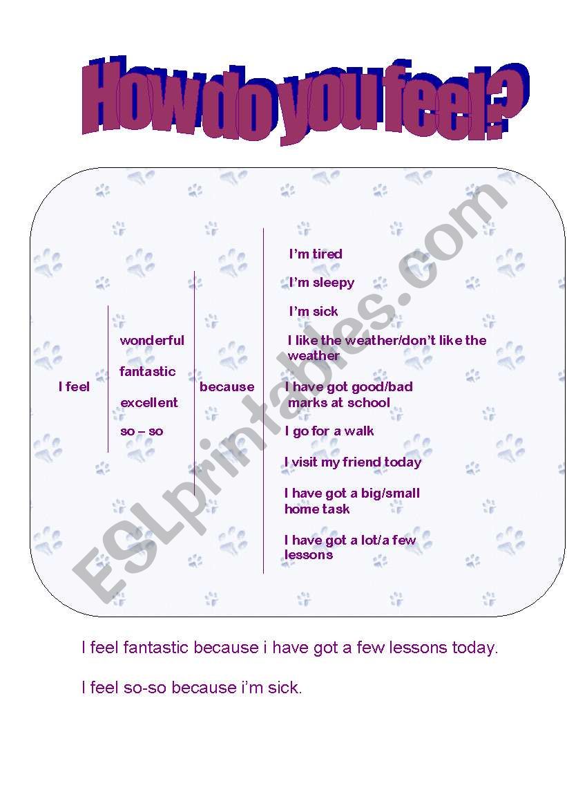 warming up: how do you feel? worksheet