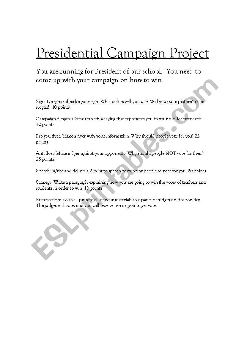 Campaign Project worksheet