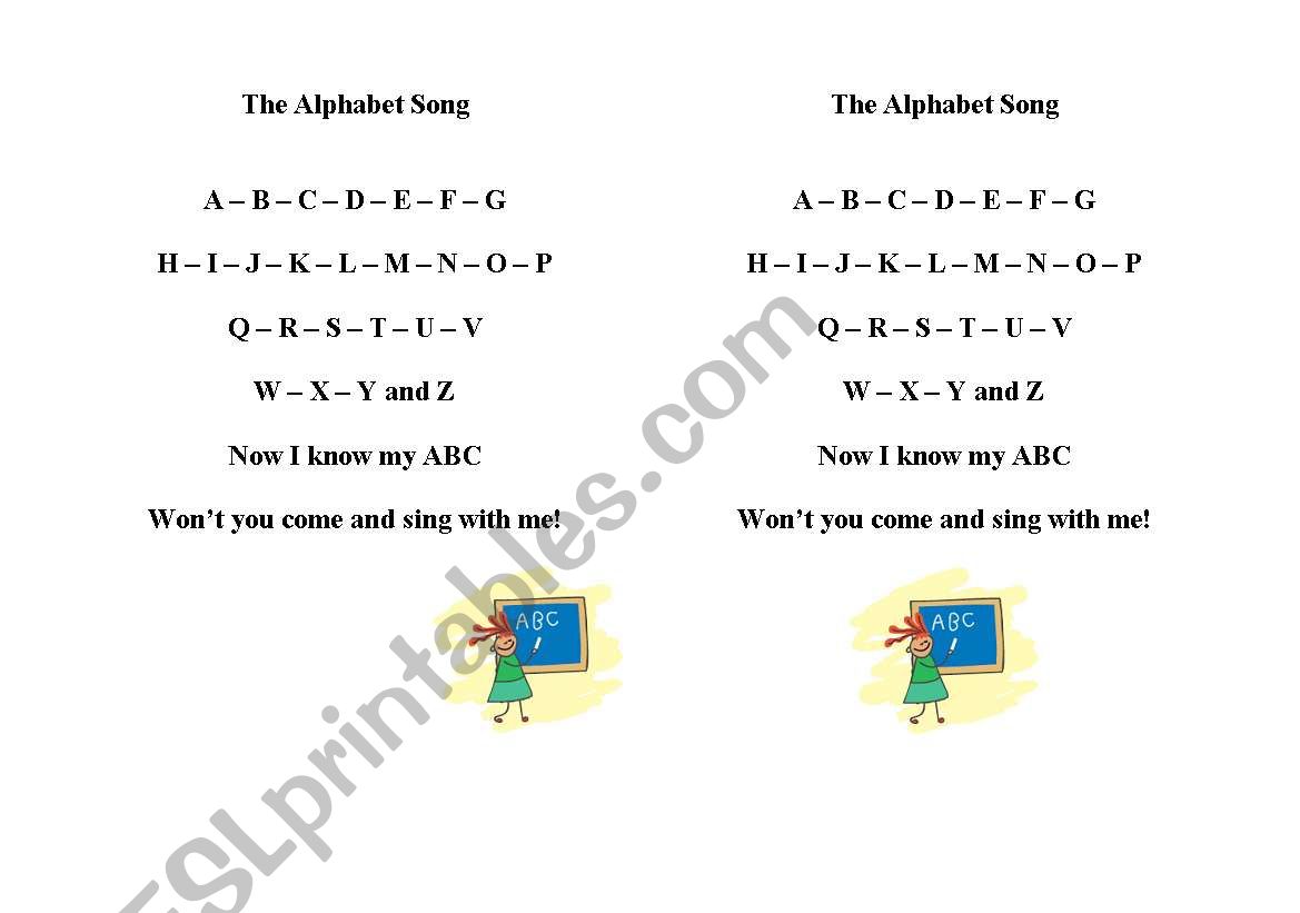 The alphabet song worksheet