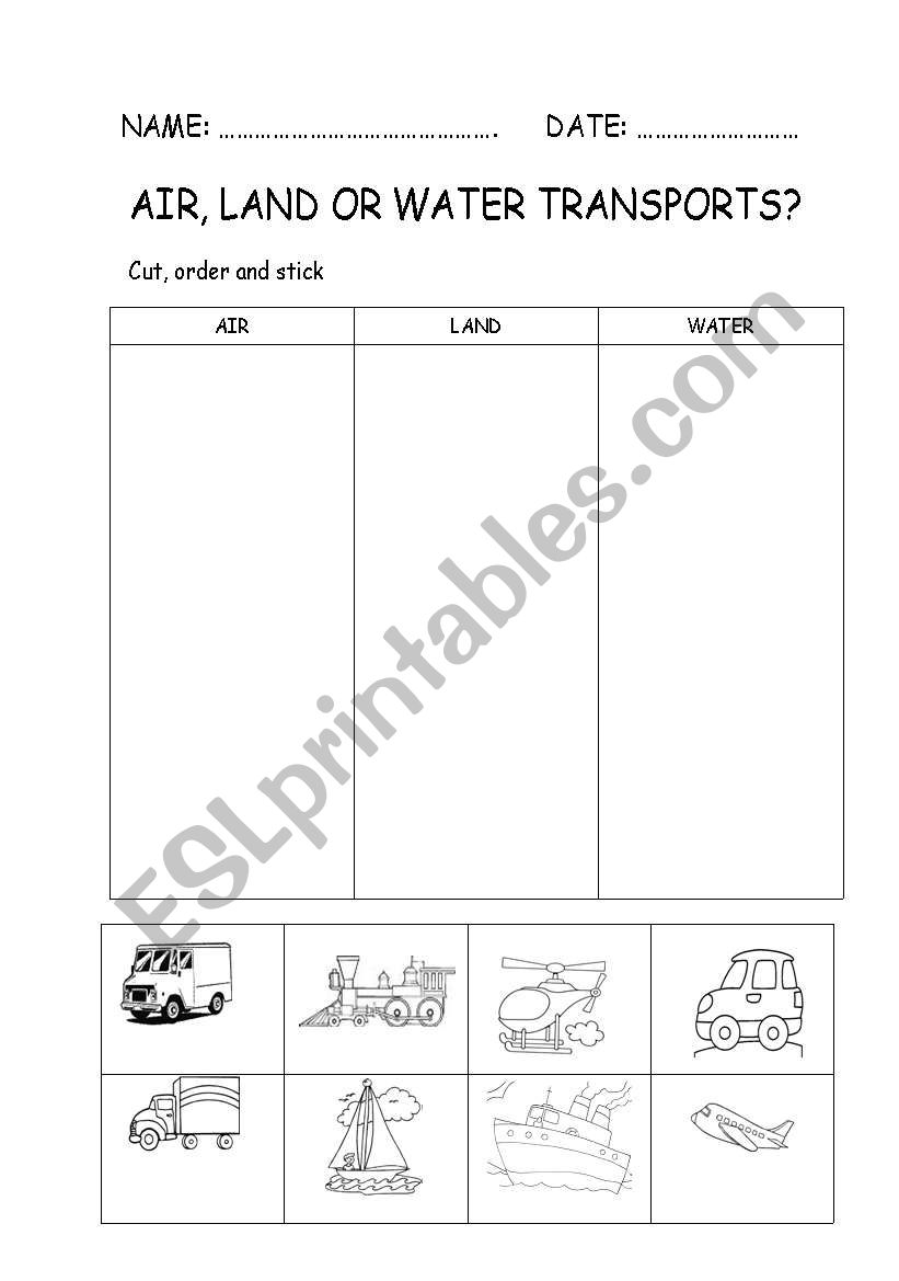 sorting out transports worksheet