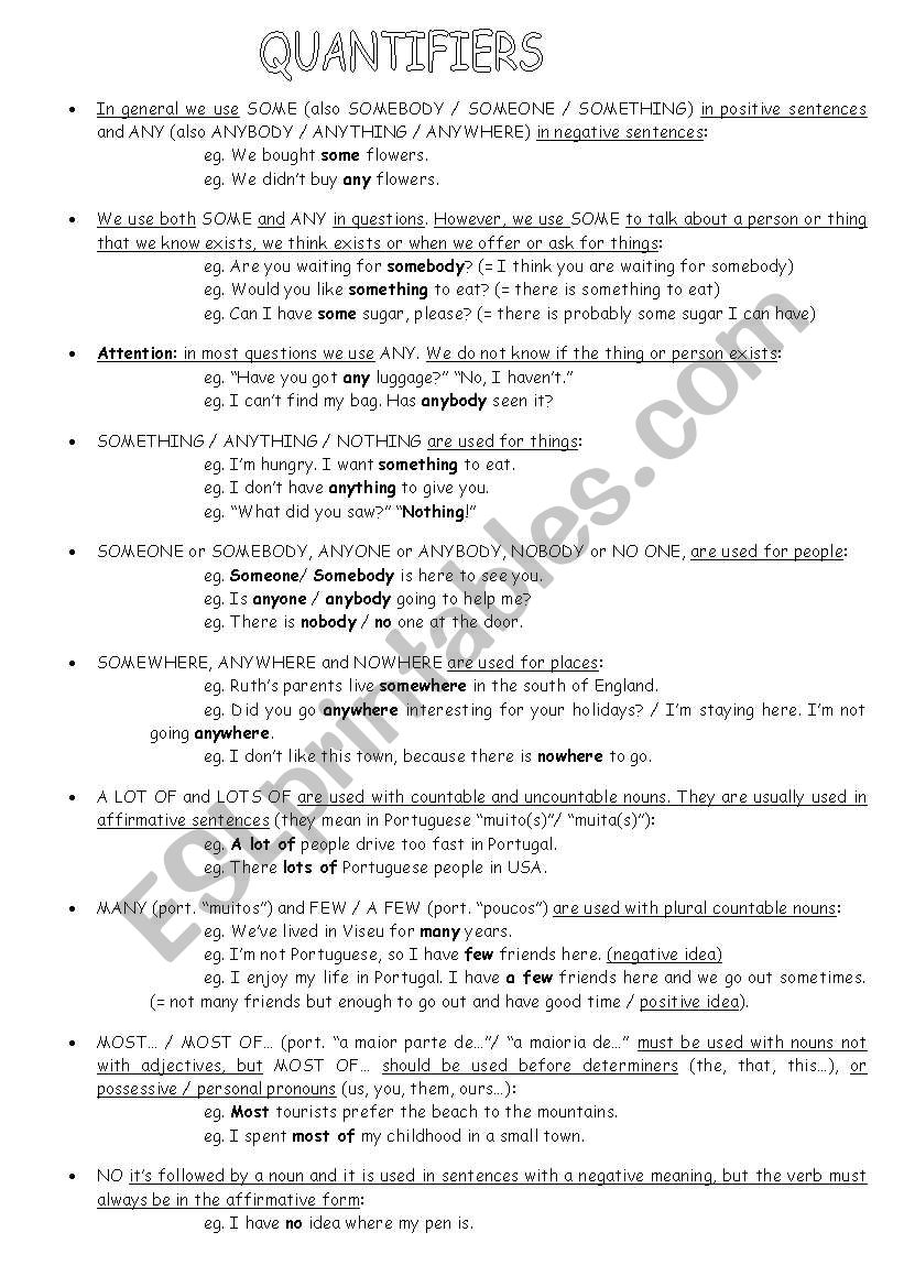 Quantifiers worksheet