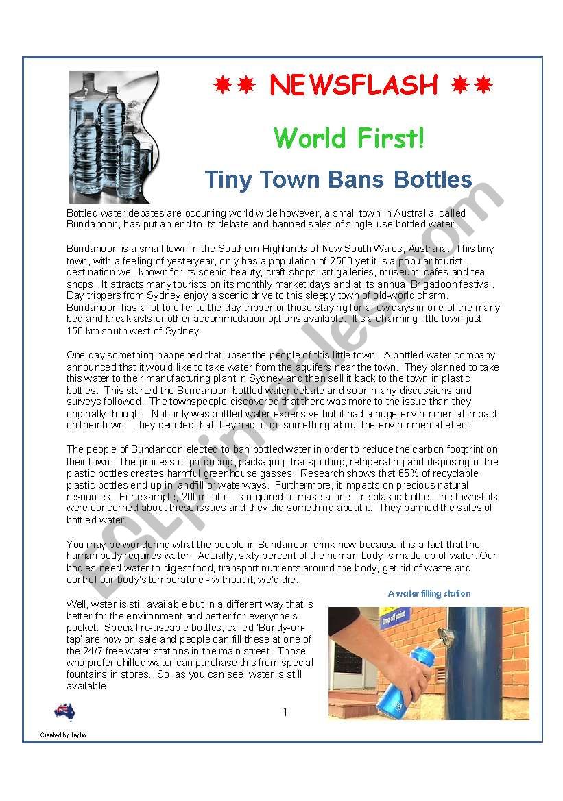 WORLD FIRST: Tiny Town Bans Bottled Water