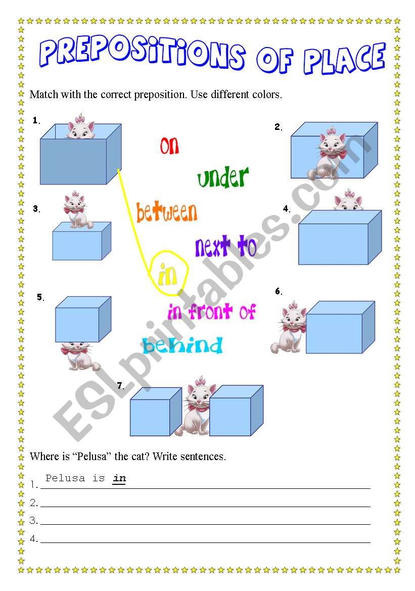 Prepositions of place worksheet