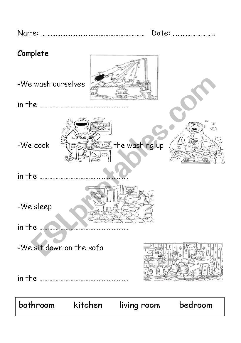 activities we do in the house worksheet