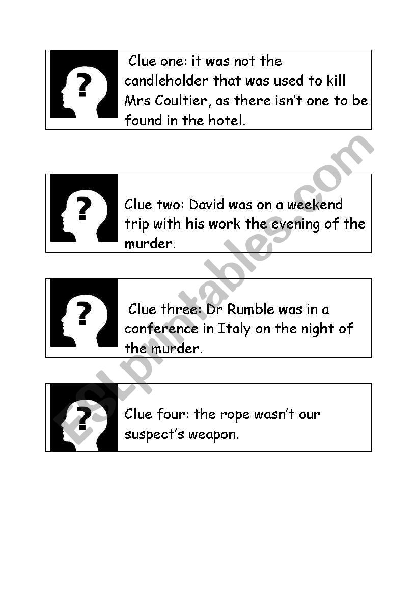 clues to murderer and weapon worksheet
