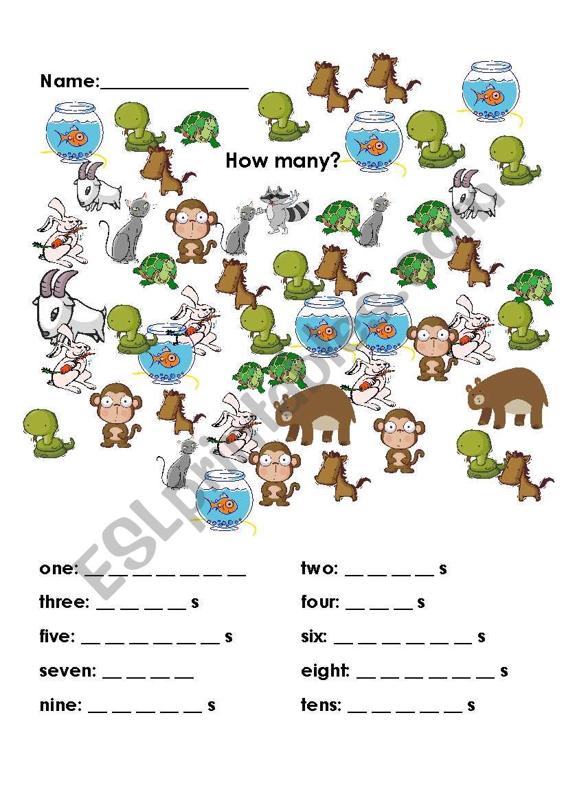 How many animals? worksheet