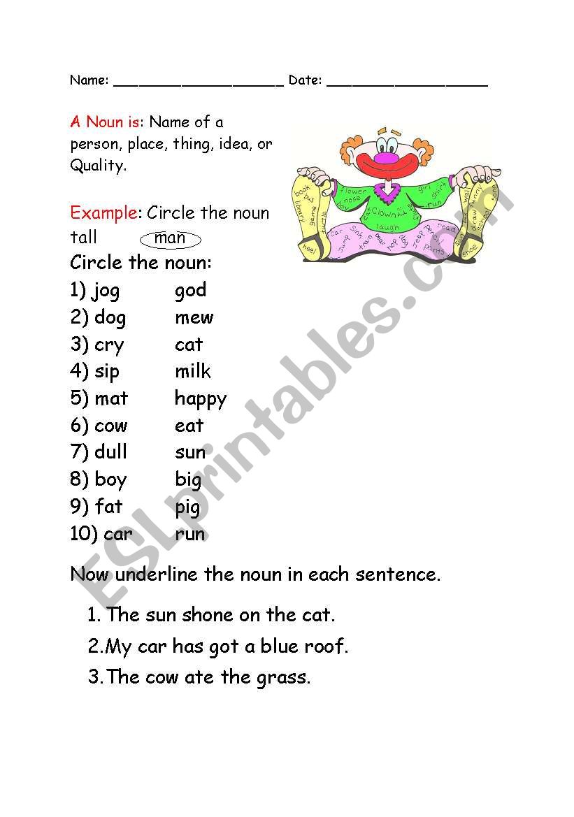 Nouns worksheet