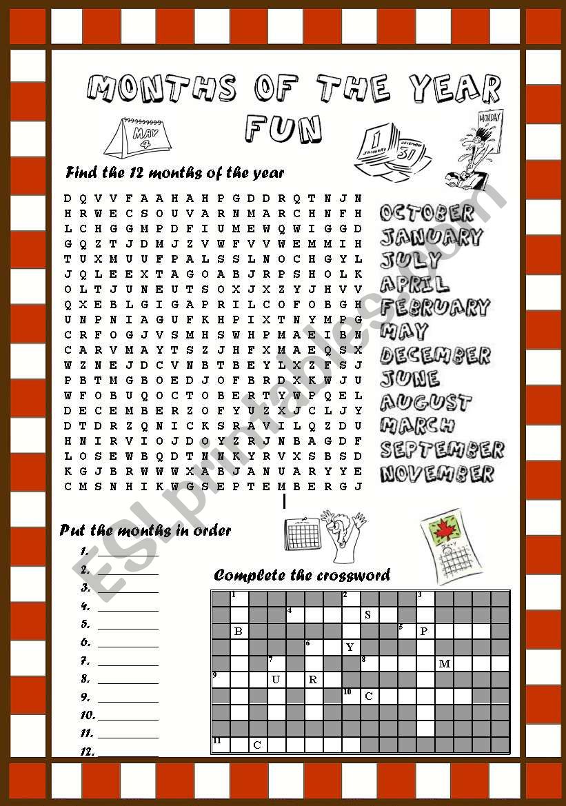 MONTHS OF THE YEAR FUN I worksheet