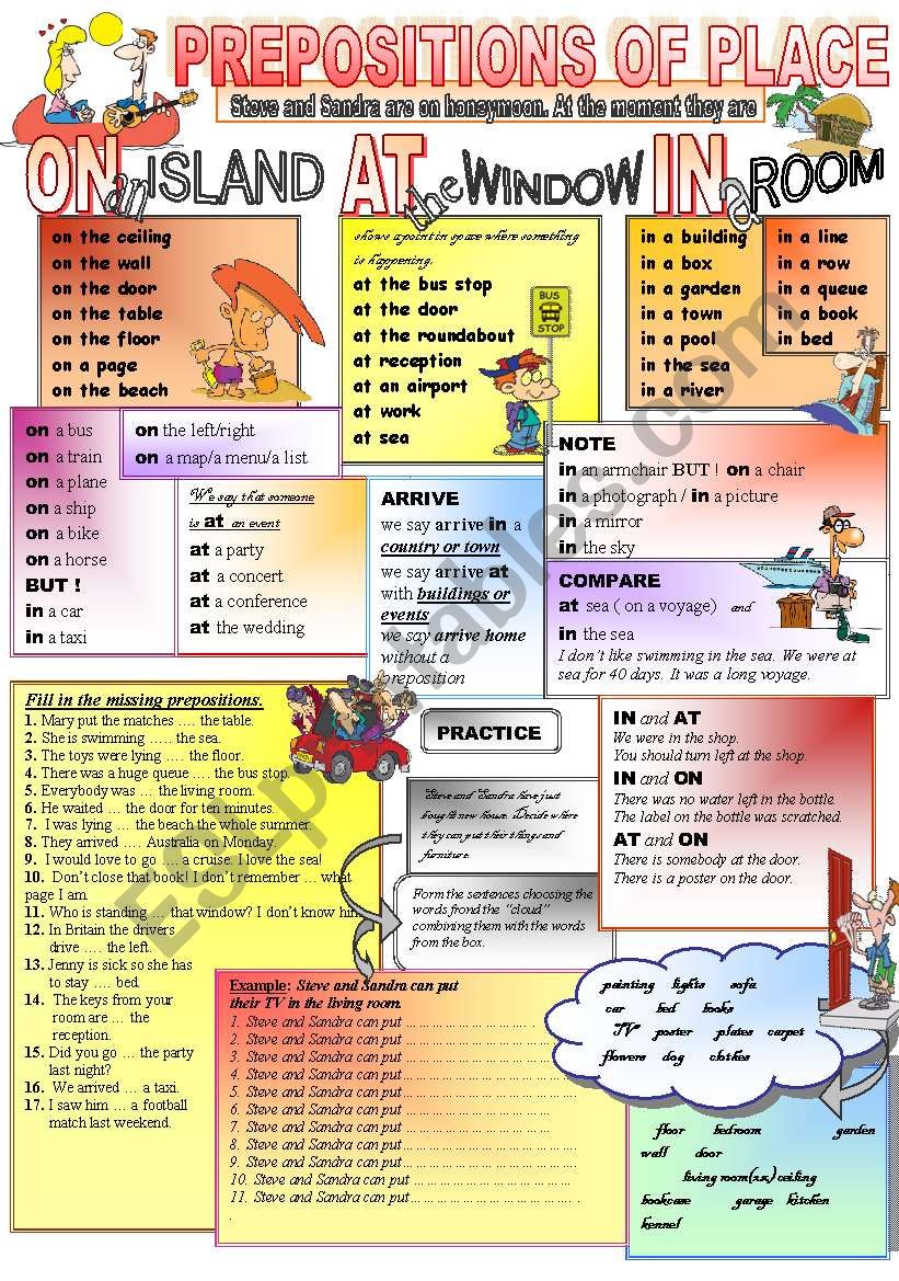 Prepositions of place worksheet