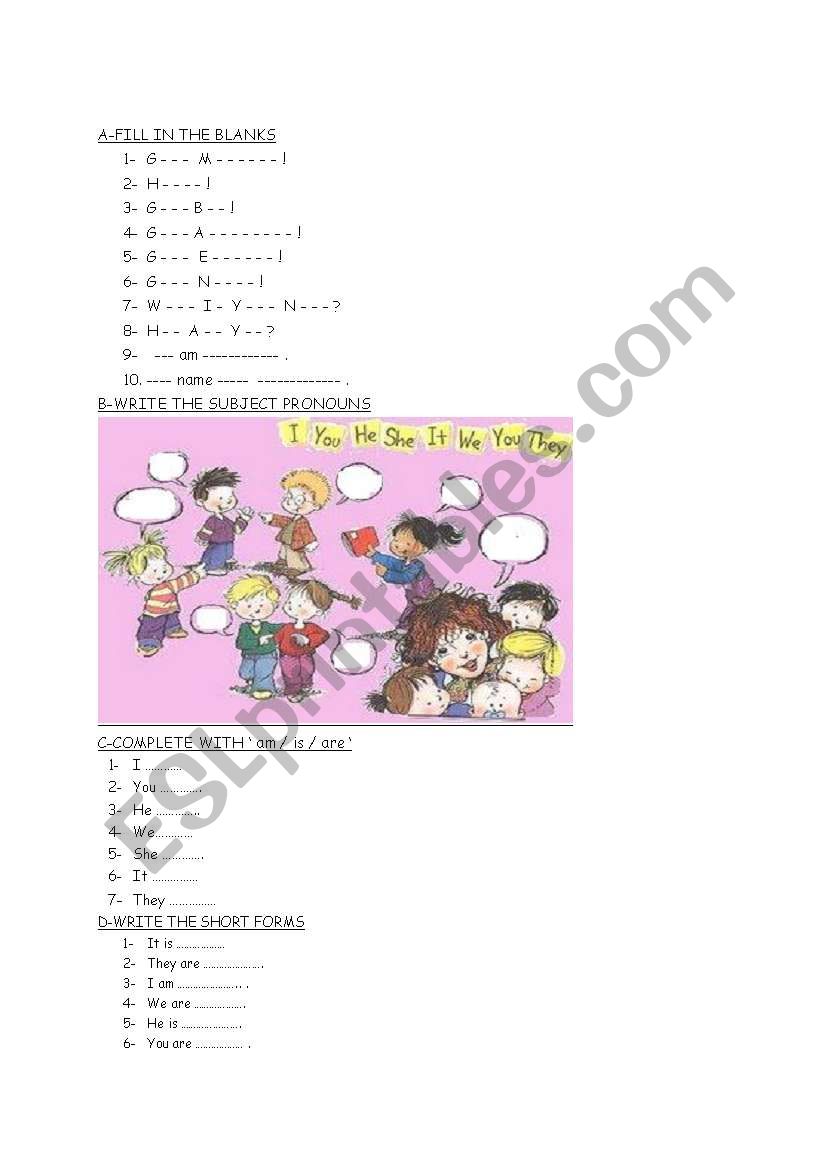 greetings worksheet