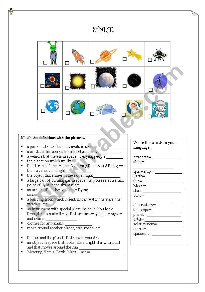 Space worksheet