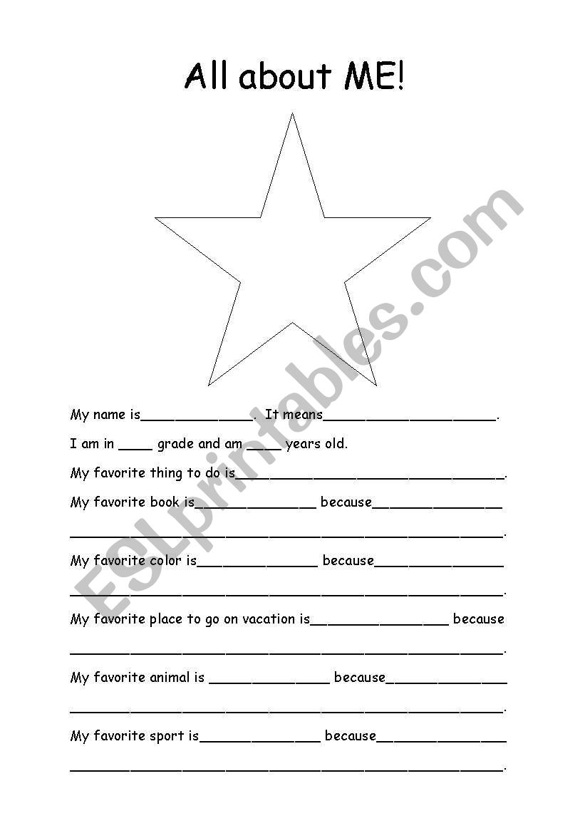 All about ME!   worksheet
