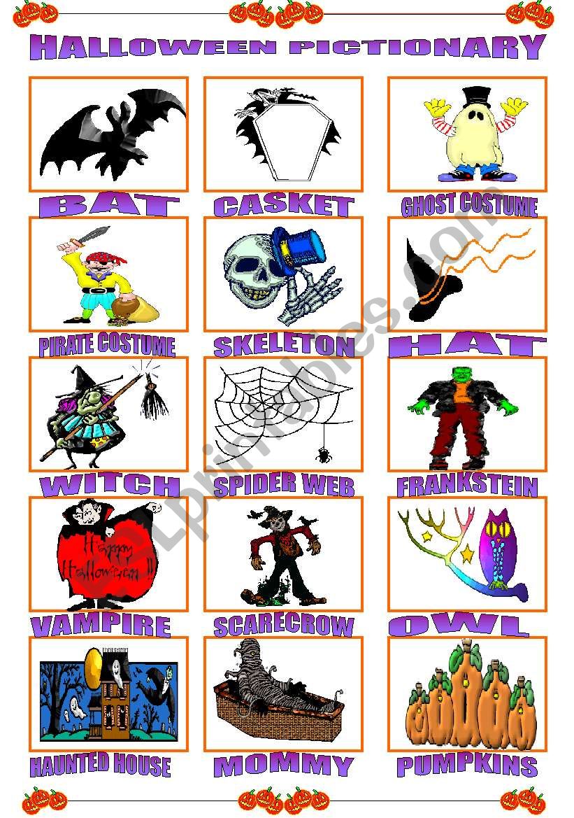 HALLOWEEN PICTIONARY. PART 1 worksheet