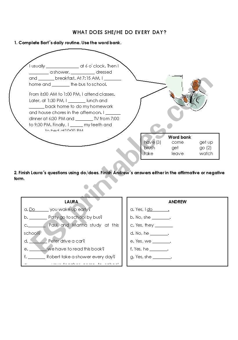 Do or Does worksheet