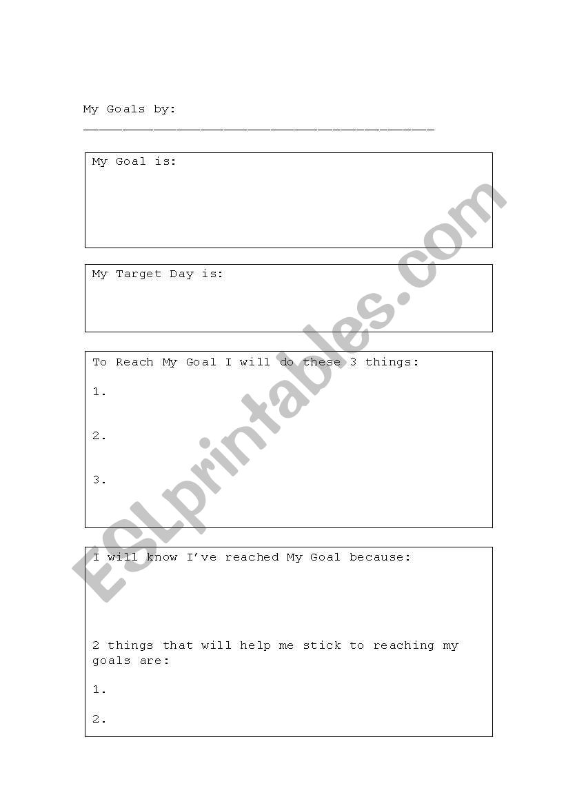 My Goals worksheet