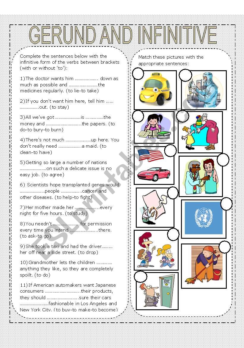 Gerund and Infinitive worksheet