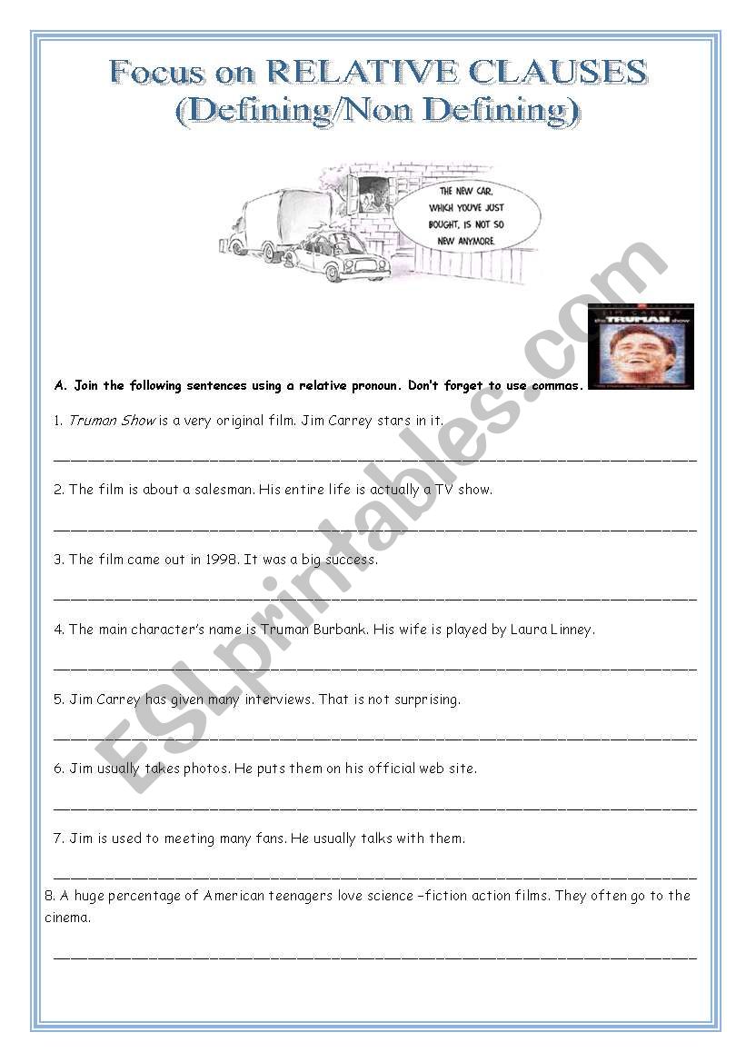 RELATIVE CLAUSES :DEFINING/NON-DEFINING RELATIVE CLAUSES