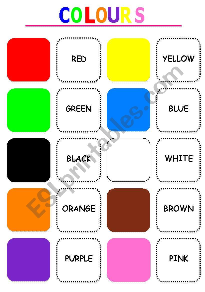 Colours memory game worksheet