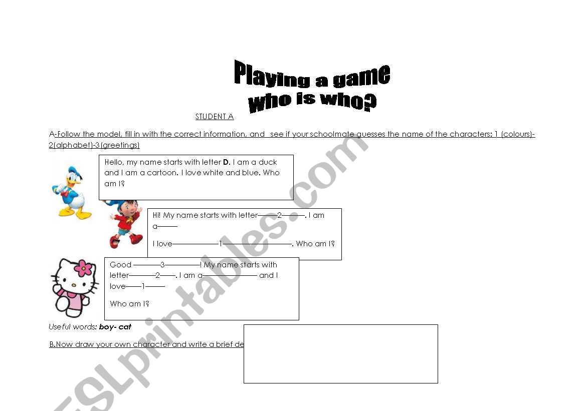 who is who for young learners worksheet