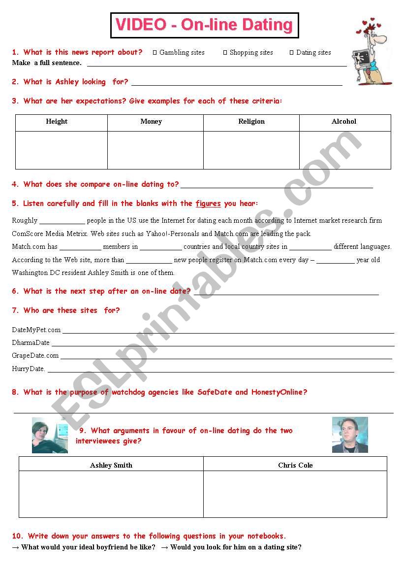 Internet dating thief worksheet answers