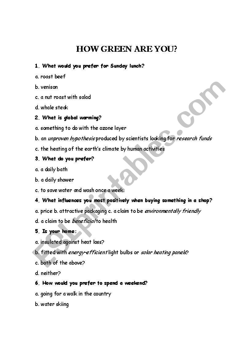 quiz worksheet