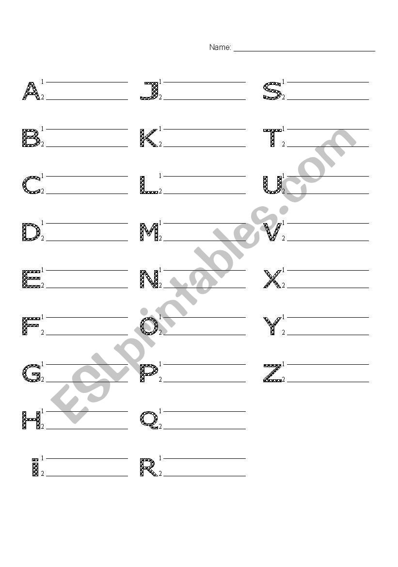 Alphabet worksheet