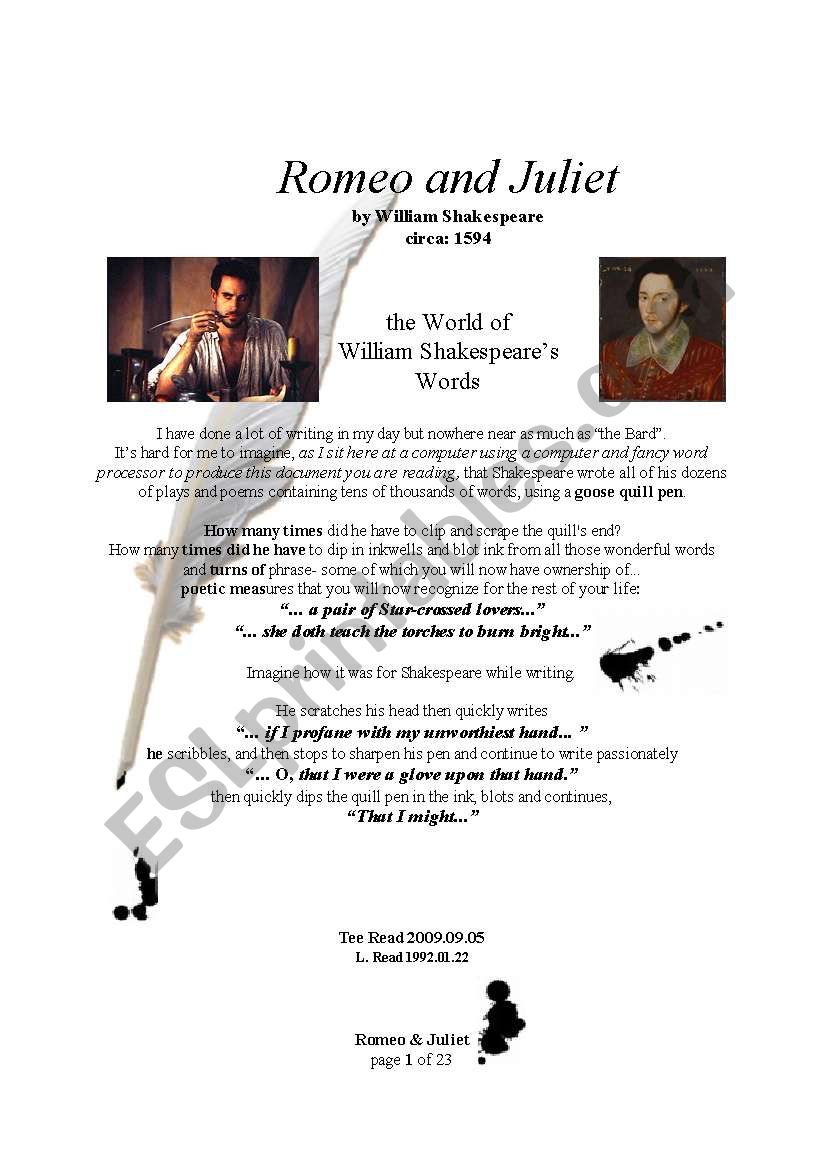 Romeo and Juliet UNIT worksheet